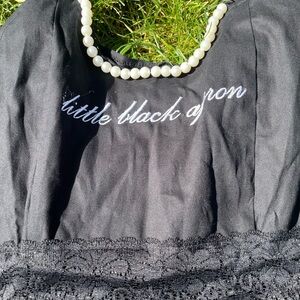 Sexy Little Black Apron Pearl Necklace Lace Date Night Cooking